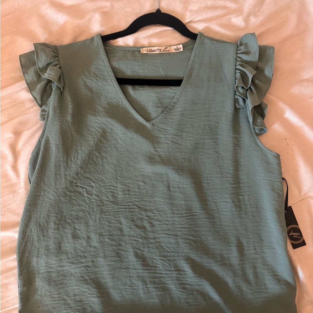 Liberty Love Green Ruffled Blouse